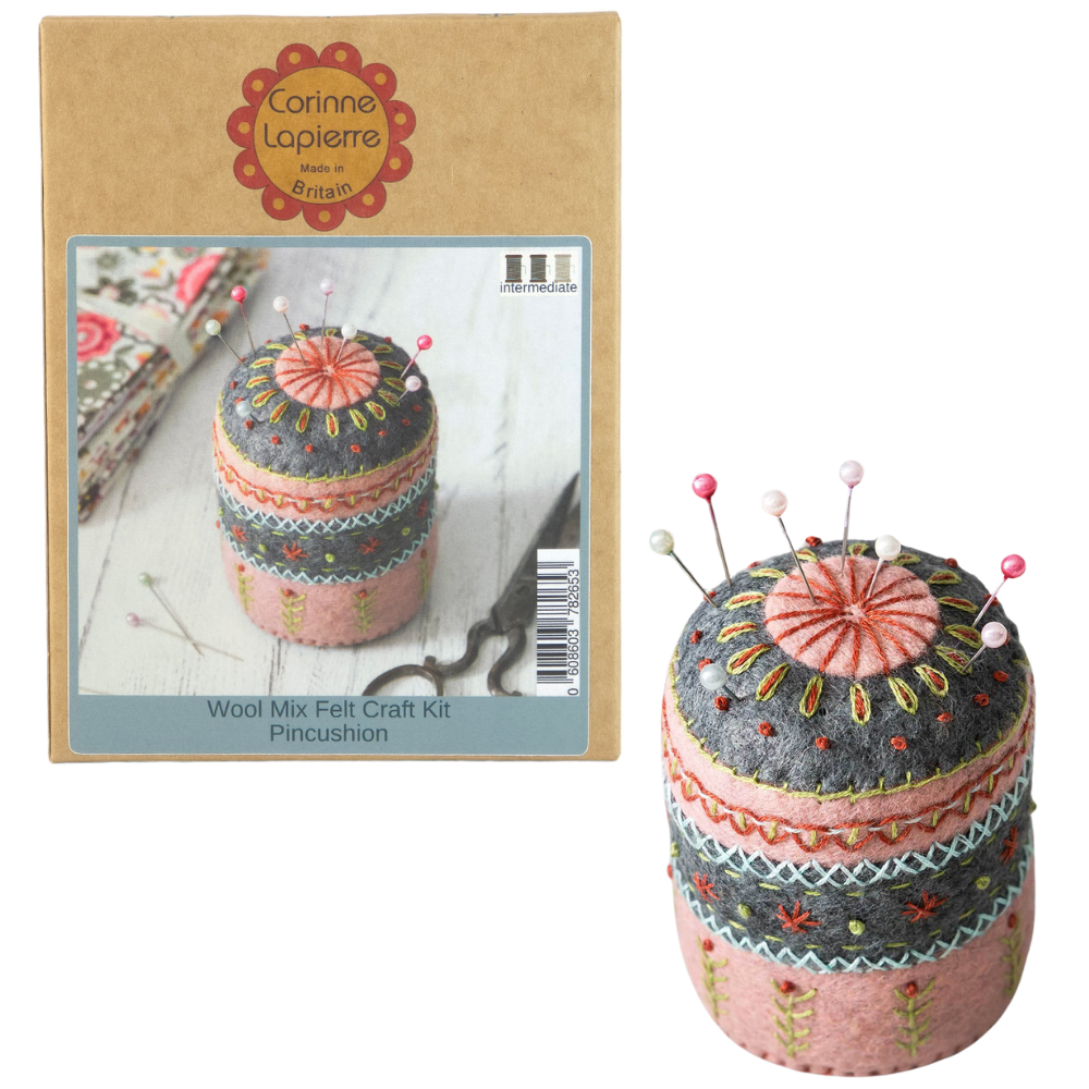 Embroidered Pin Cushion | Mini Felt Sewing Kit | Corinne Lapierre