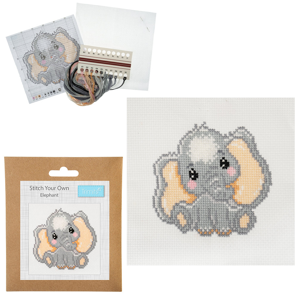 Baby Elephant | Mini Counted Cross Stitch Kit | 13cm