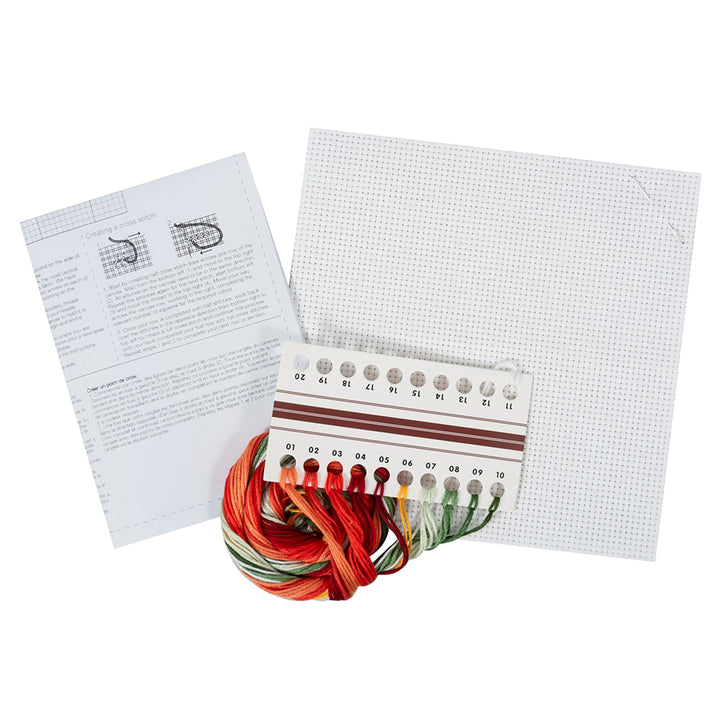 Christmas Poinsettia | Mini Counted Cross Stitch Kit | 13cm Square