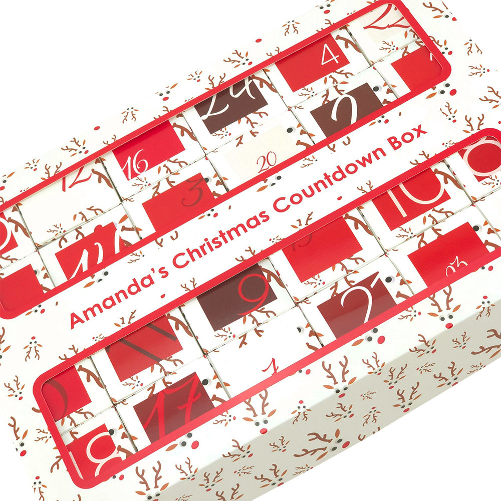 Personalised Advent Calendar Kit | 24 Cubes & Outer Box | Googly Rudolph