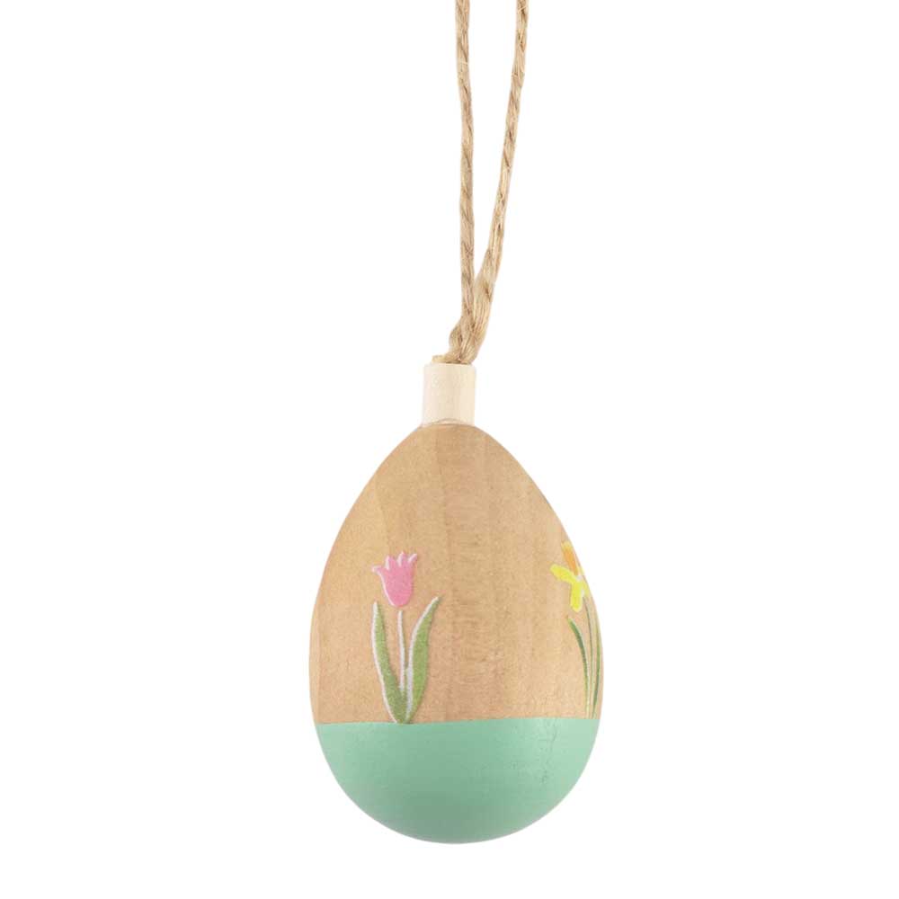 Pretty Floral Wooden Egg | Easter Tree Decoration | 5cm Tall | Gisela Graham