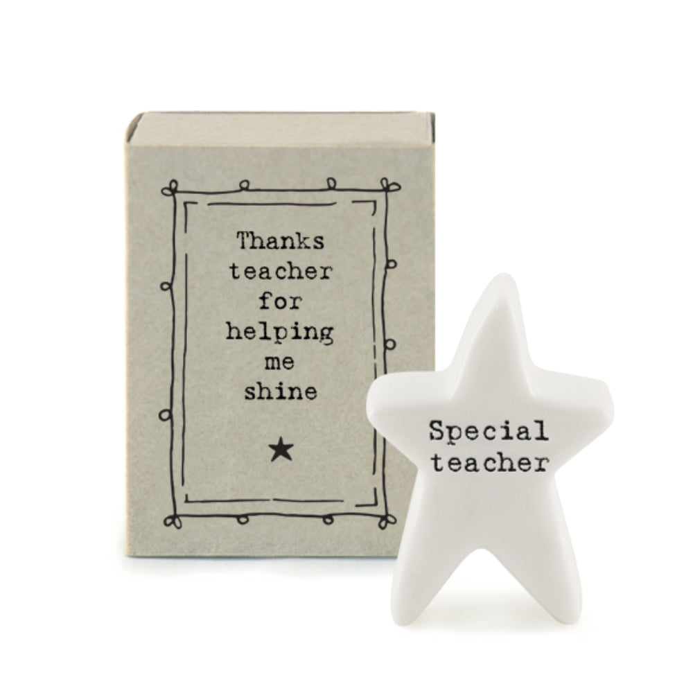 Mini Ceramic Teacher Star Ornament in a Gift Box | Cracker Filler Gifts