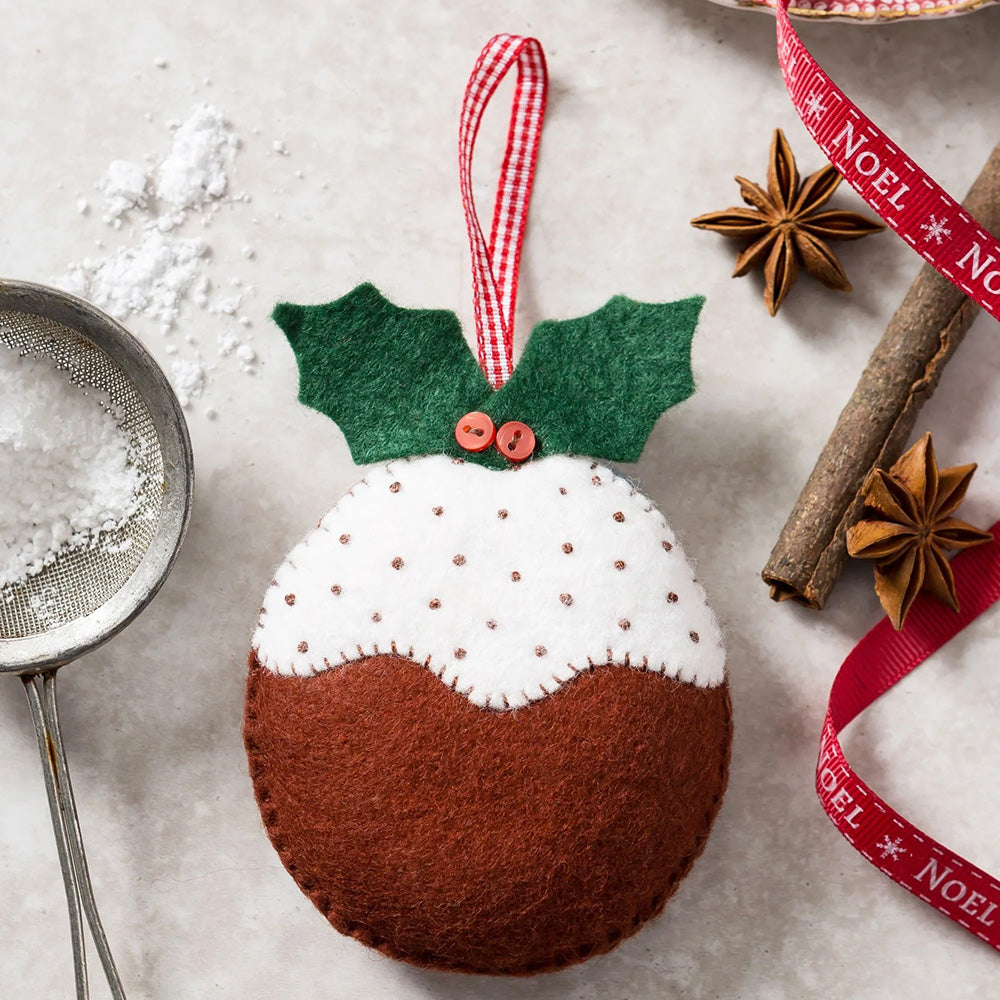 Christmas Pudding Hanging Ornament | Mini Felt Sewing Kit | Corinne Lapierre