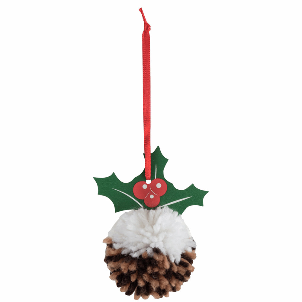 Christmas Pudding Pom Pom Hanging Christmas Ornament Craft Kit