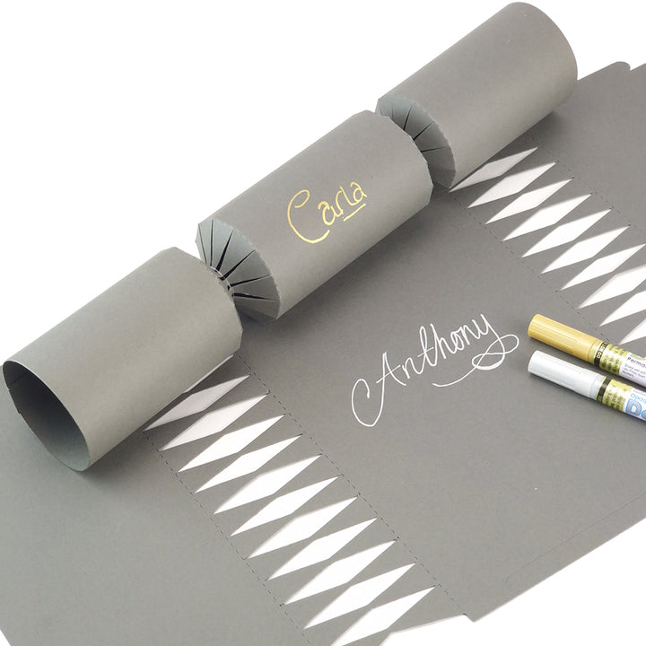 Deep Grey | 12 Personalise Your Own Crackers | Make &amp; Fill Your Own | With Pen