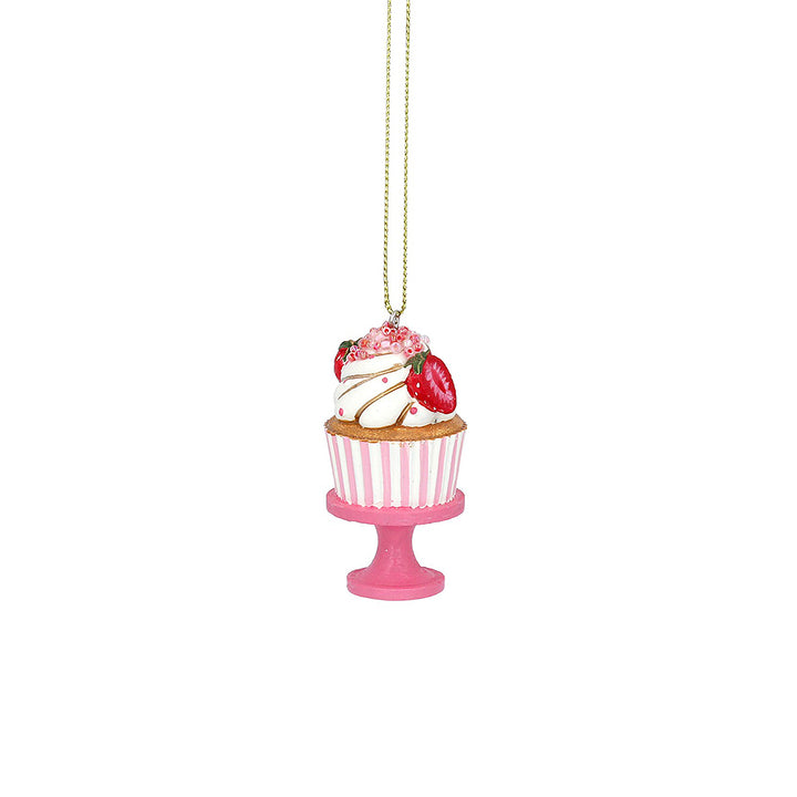 Dark Pink Base | Afternoon Tea Cupcake Hanging Ornament | Cracker Filler | Mini Gift