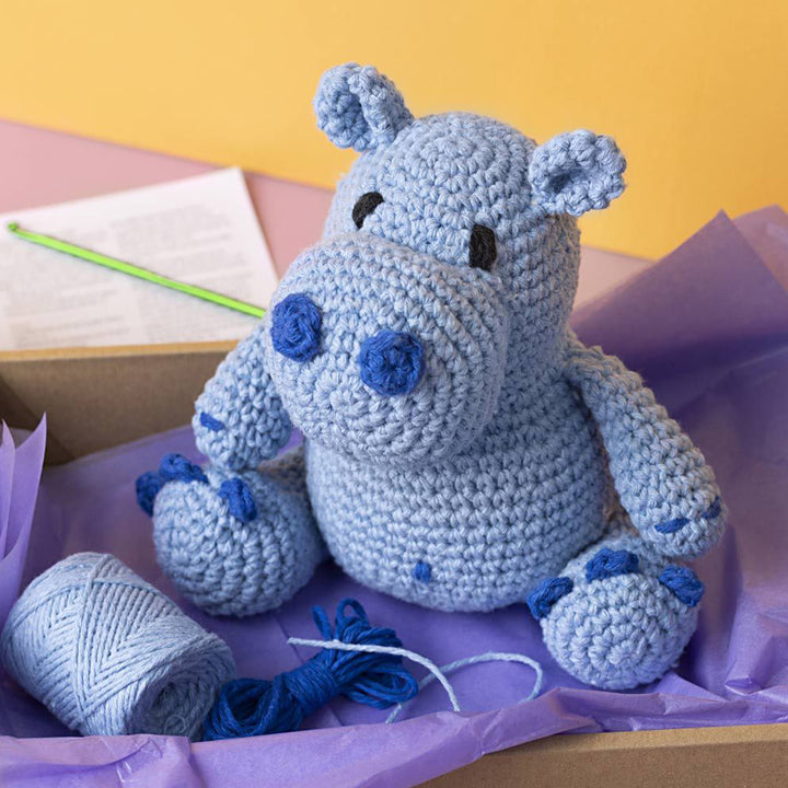 Amigurumi Complete Craft Kit | Blue Hippo | Japanese Crochet | Large 23cm