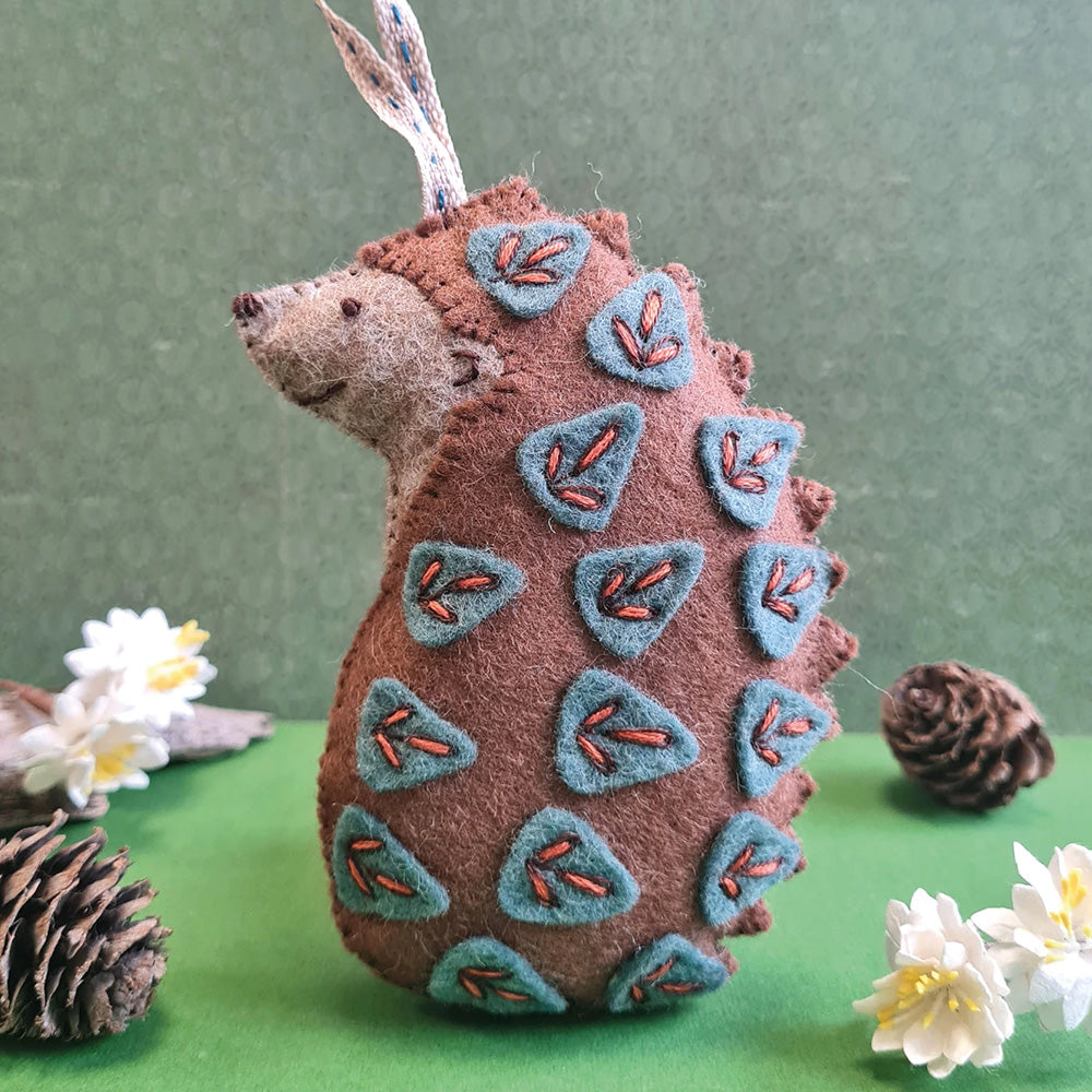 Hedgehog Hanging Ornament | Mini Felt Sewing & Embroidery Kit | Corinne Lapierre