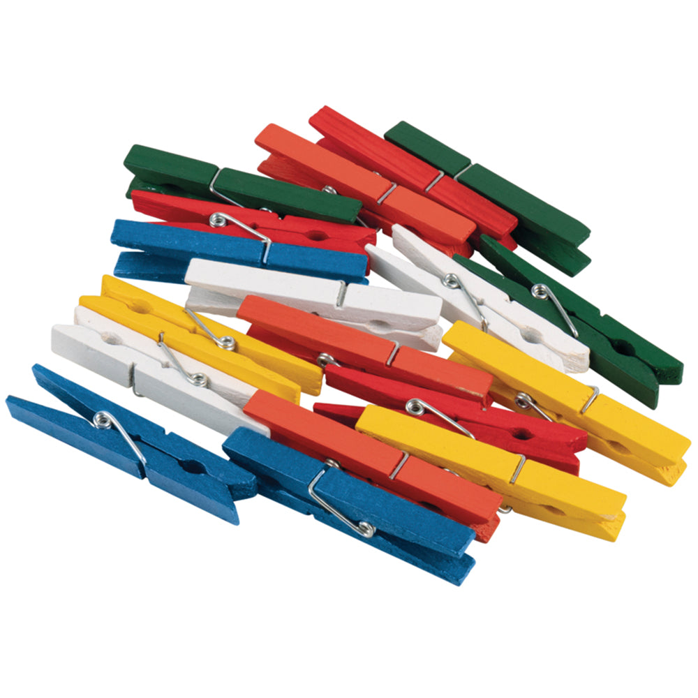 18 Coloured 7cm Wooden Pegs | Wooden Shapes for Crafts