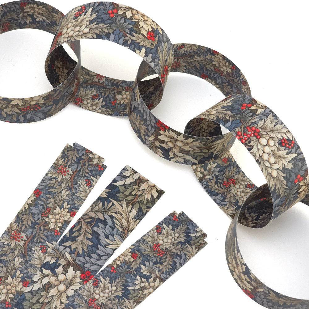 30 Reusable Christmas Paper Chains | Snowberries | No Glue Needed | 2.5m