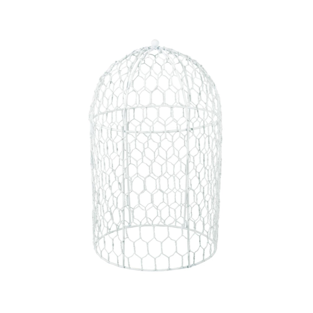 20cm White Wire Cloche or Bird Cage Shape for Floristry Crafts
