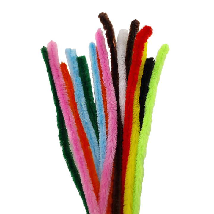 15Pk 15mm Single Colour Packs Chunky Chenille Stems Craft Pipe Cleaners