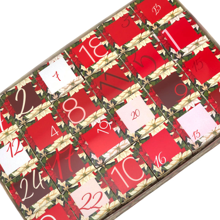 Personalised Advent Calendar Kit | 24 Cubes & Outer Box | Abstract Poinsettia