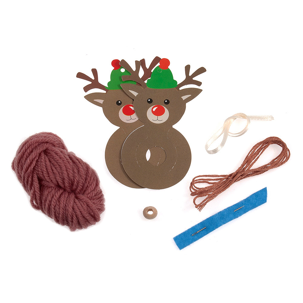 Rudolph Reindeer Pom Pom Hanging Christmas Ornament Craft Kit