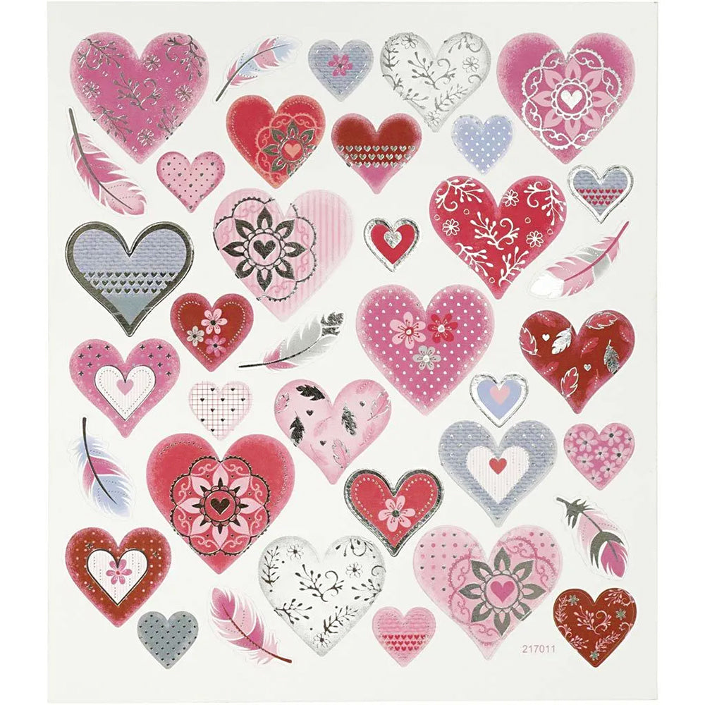 Pretty Hearts | Sheet of Foiled Papercraft Stickers