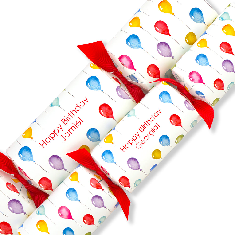Personalised Cracker Making Kit | Happy Birthday Balloons | Makes 4 or 6 Crackers