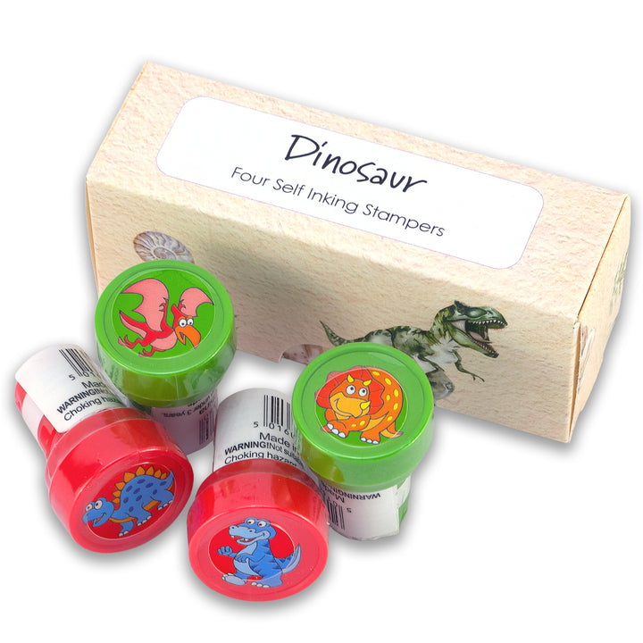 Dinosaur | 4 Self Inking Stampers for Kids | Cracker Filler | Party Bag Gift