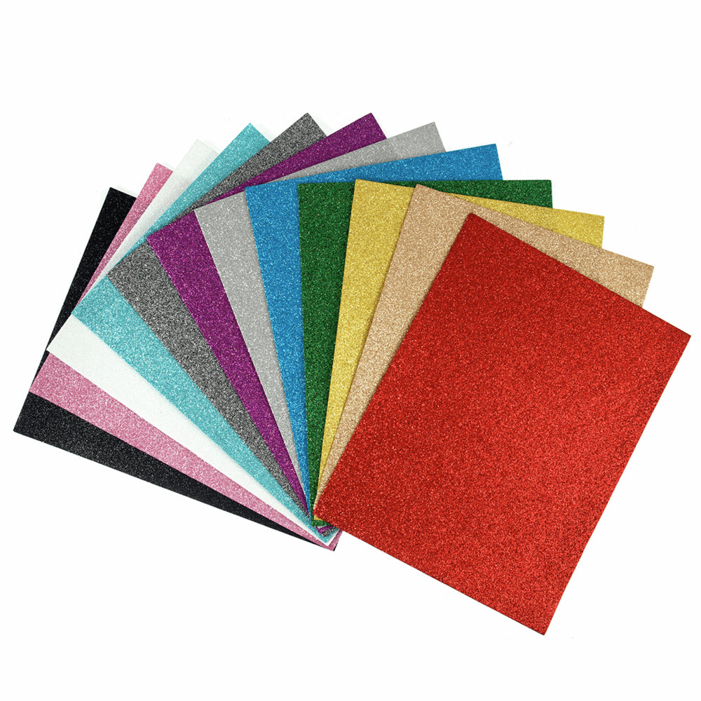 Pack of 12 30x23cm Assorted 12 Colours Best Quality Acrylic Glitter Felt Fabric Sheet for Crafts