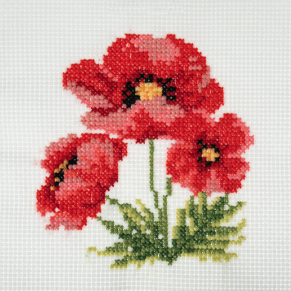 Poppies | Mini Counted Cross Stitch Kit | 13cm