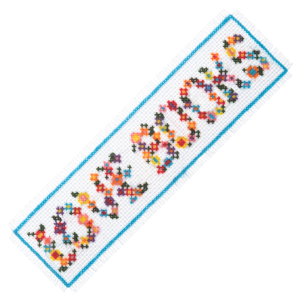 Love Books Floral Bookmark | Mini Counted Cross Stitch Kit | 13cm