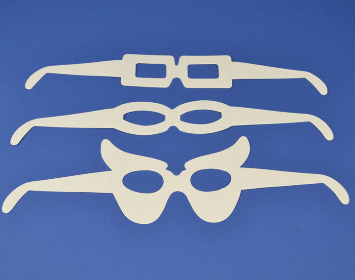 16 White Card Eye Glasses Shapes to Decorate for Kids Crafts