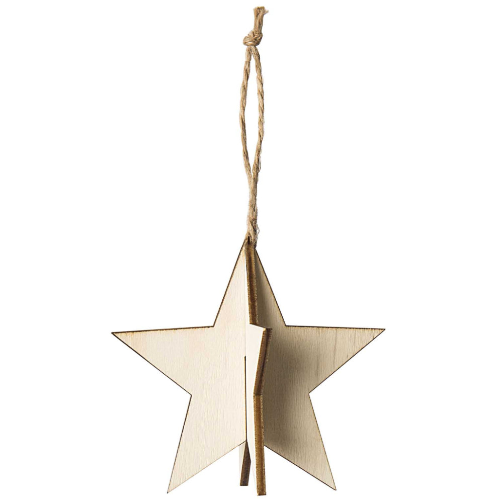 3 Natural Wooden Hanging 3D Stars - Use Plain or Decorate