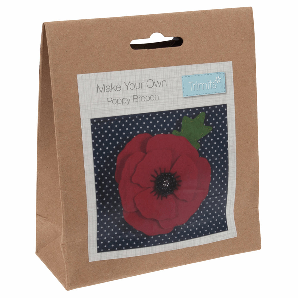 Sewing Kit to Make a Felt Poppy Brooch