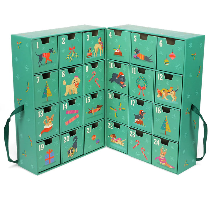 Festive Christmas Dogs Advent Calendar Box to Fill | 5.5cm Cubes
