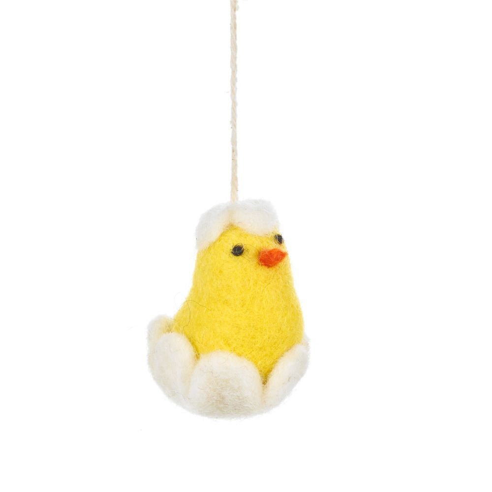 Single 5.5cm Felted Hanging Hatching Chick for Easter Tree Decoration