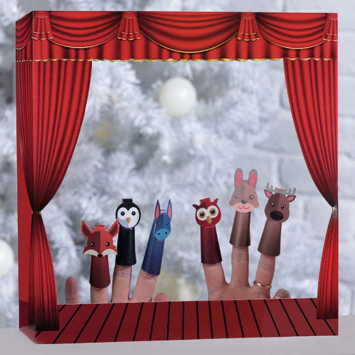 Kids Christmas Crackers with Finger Puppets &amp; Puppet Theatre – Pack of 6