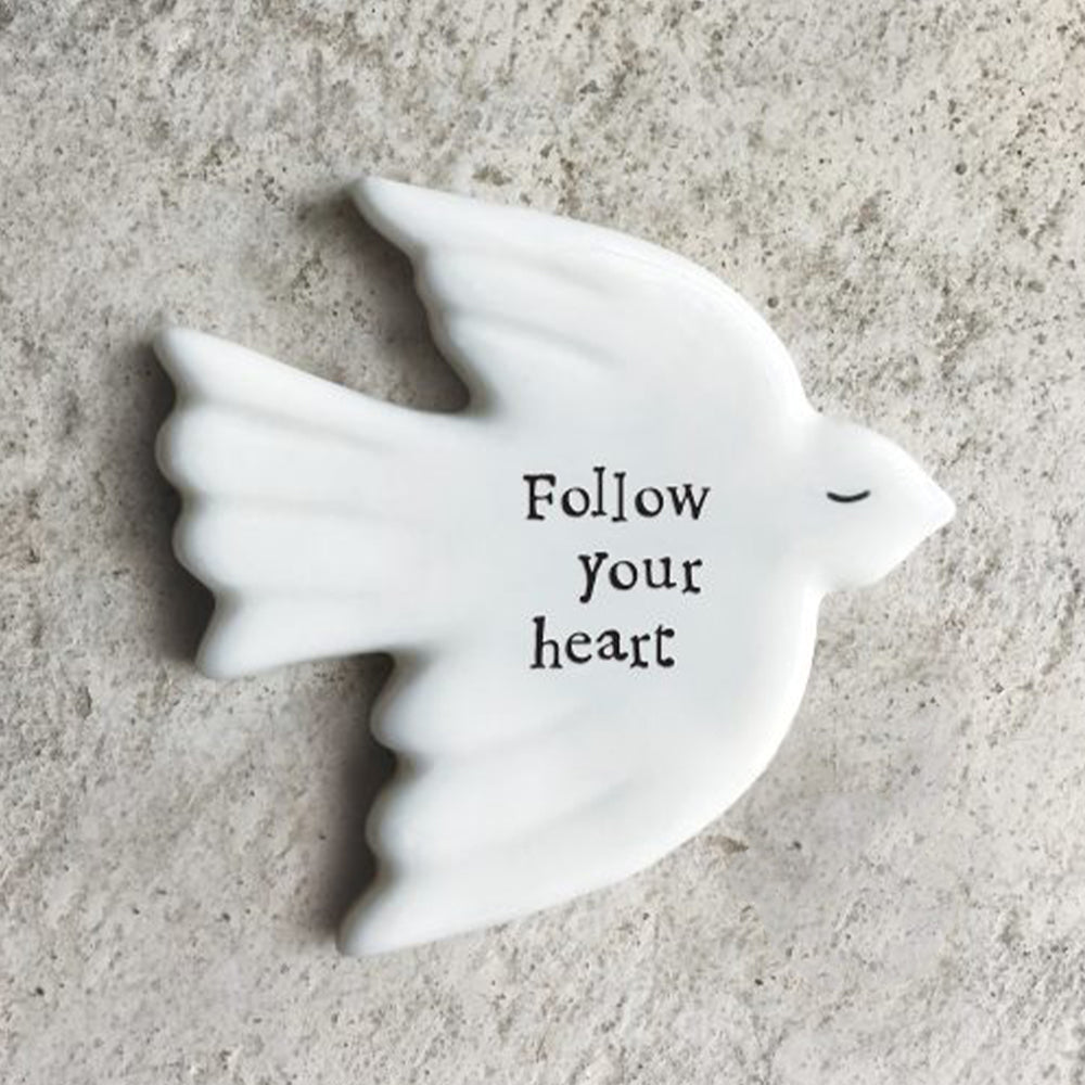 Follow Your Heart | Little Porcelain Dove Token | Cracker Filler Gift