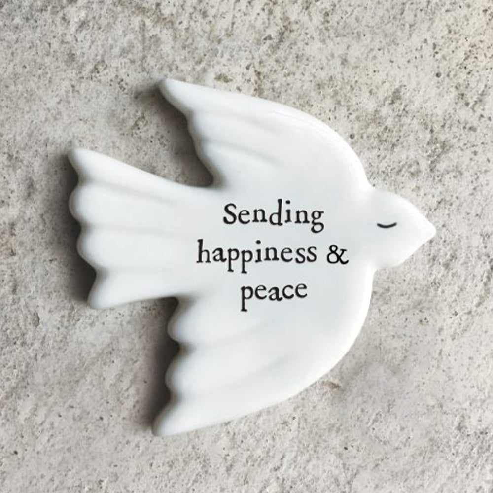 Happiness &amp; Peace | Little Porcelain Dove Token | Cracker Filler Gift