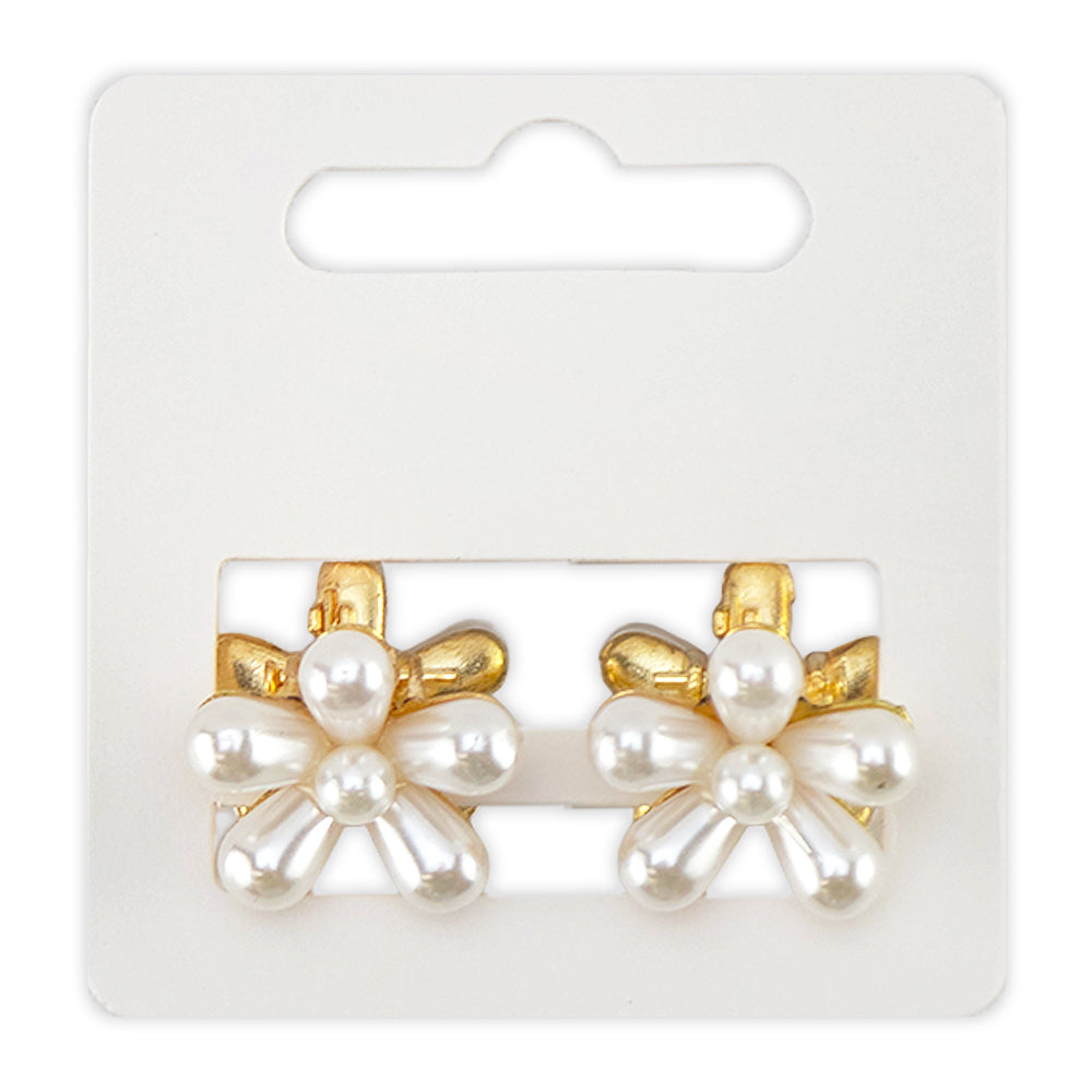 Pearl Bead Daisy Hair Clamps | Pair | Little Gift | Cracker Filler