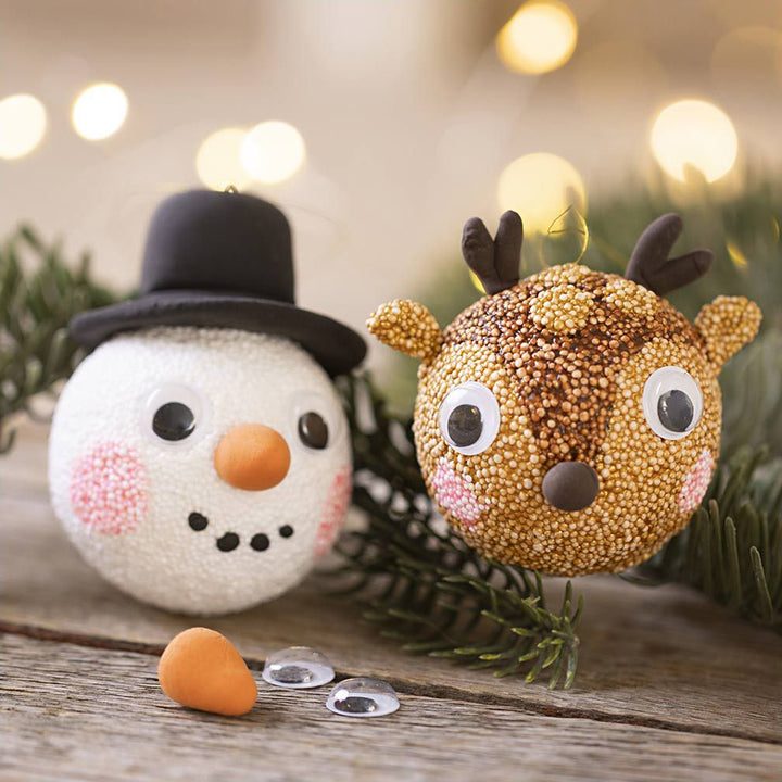Rudolph &amp; Snowman | Kids Christmas Bauble Making Craft Kit | Makes 2