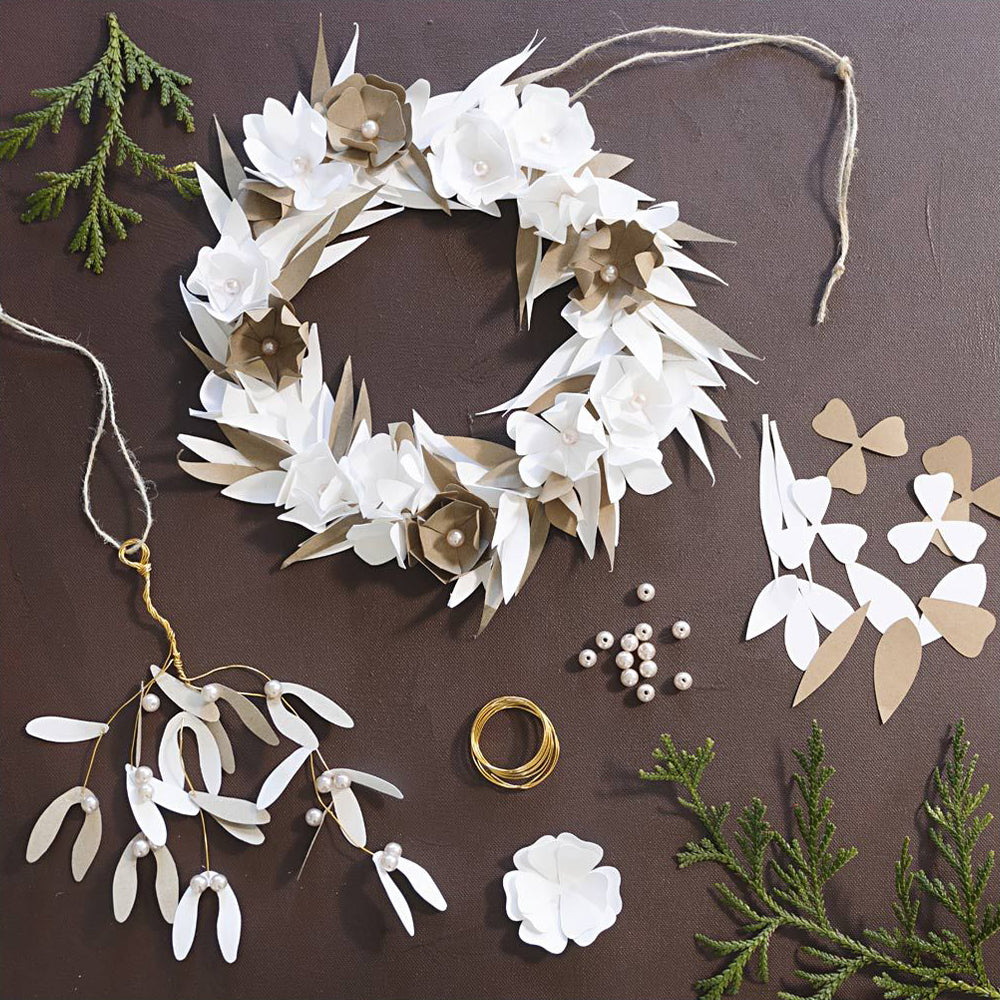 Botanical Christmas | Paper Craft Kit for Adults | Door Wreath &amp; Hanger