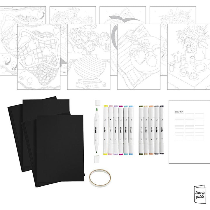 Colouring Craft Kit | Colour by Numbers with Markers | Adults &amp; Older Kids