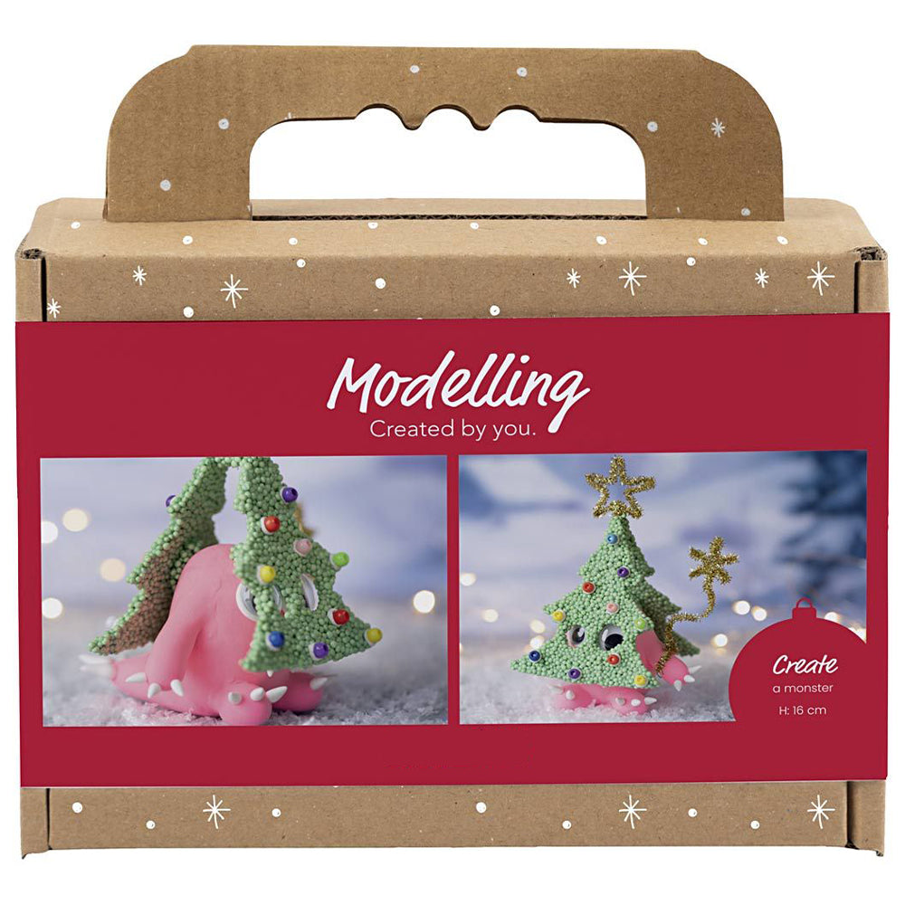 Pink Christmas Tree Monster | Kids Complete Modelling Craft Kit | Makes 1