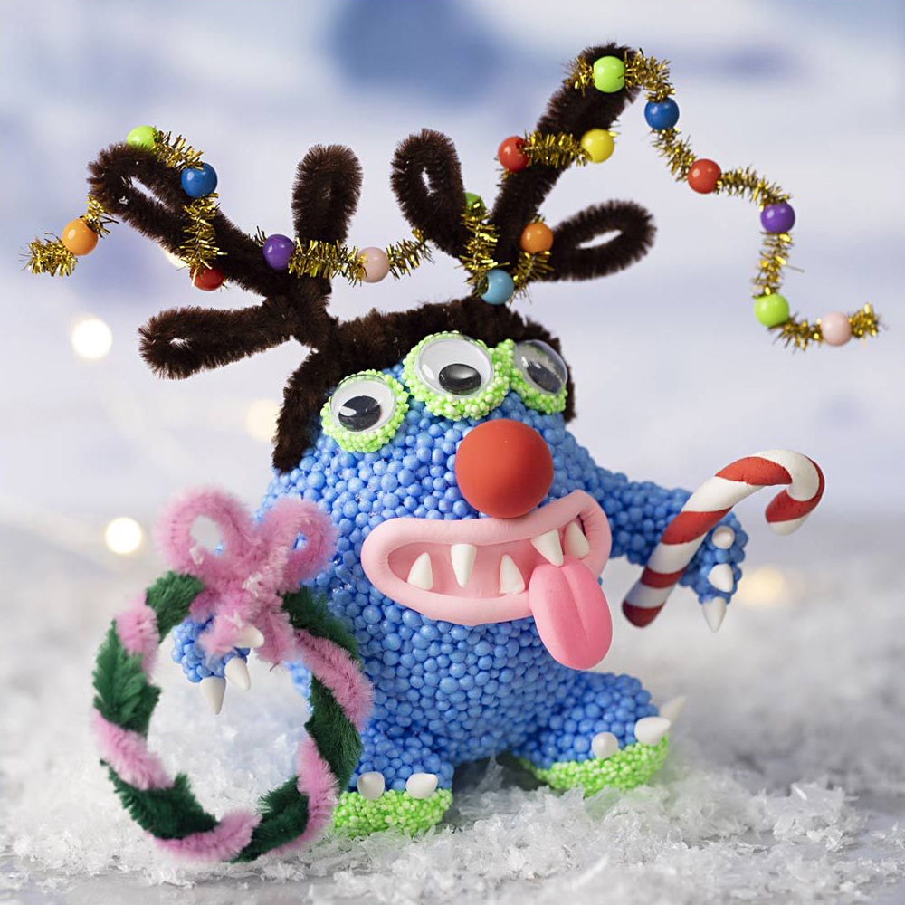 Blue Christmas Tree Monster | Kids Complete Modelling Craft Kit | Makes 2