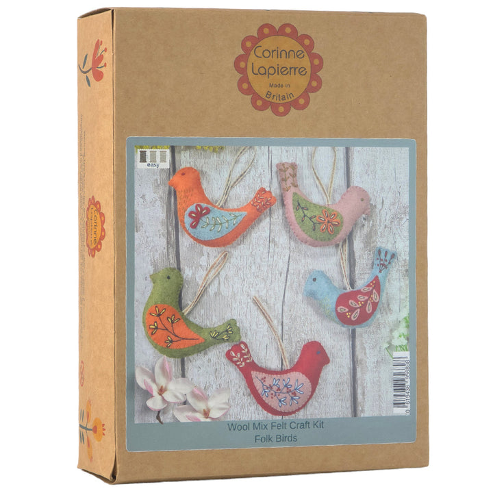 Folk Birds | Felt Sewing Kit | Makes 5 | Corinne Lapierre