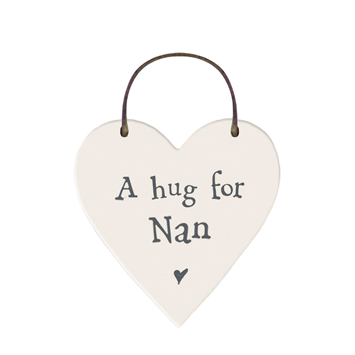 A Hug For Nan Mini Wooden Hanging Heart | Cracker Filler Gift