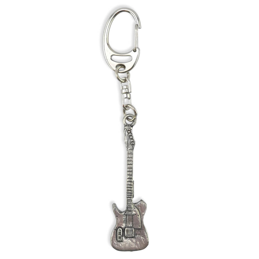 Electric Guitar | Chunky English Pewter 3D Keyring | Little Gift | Cracker Filler