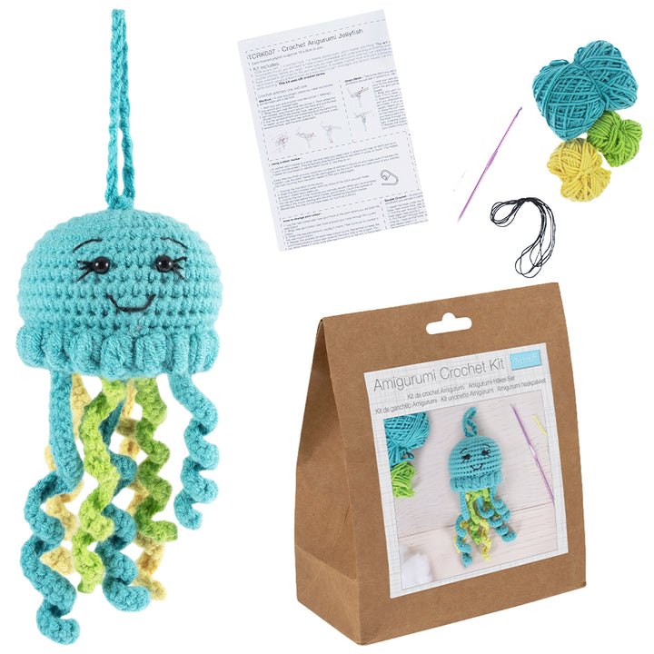 Amigurumi Jellyfish | Complete Crochet Craft Kit | 19cm Tall