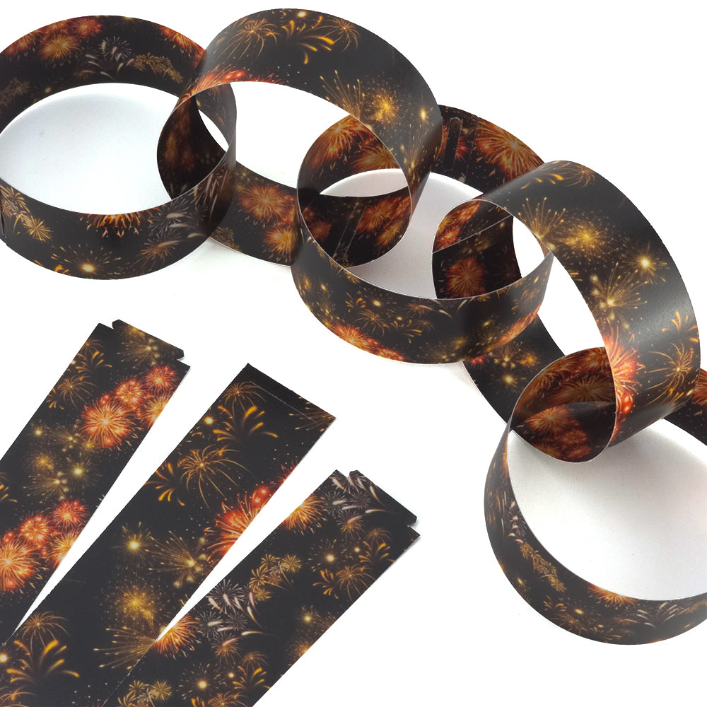 30 Reusable Paper Chains | The Sky at New Years Eve | No Glue Needed | 2.5m
