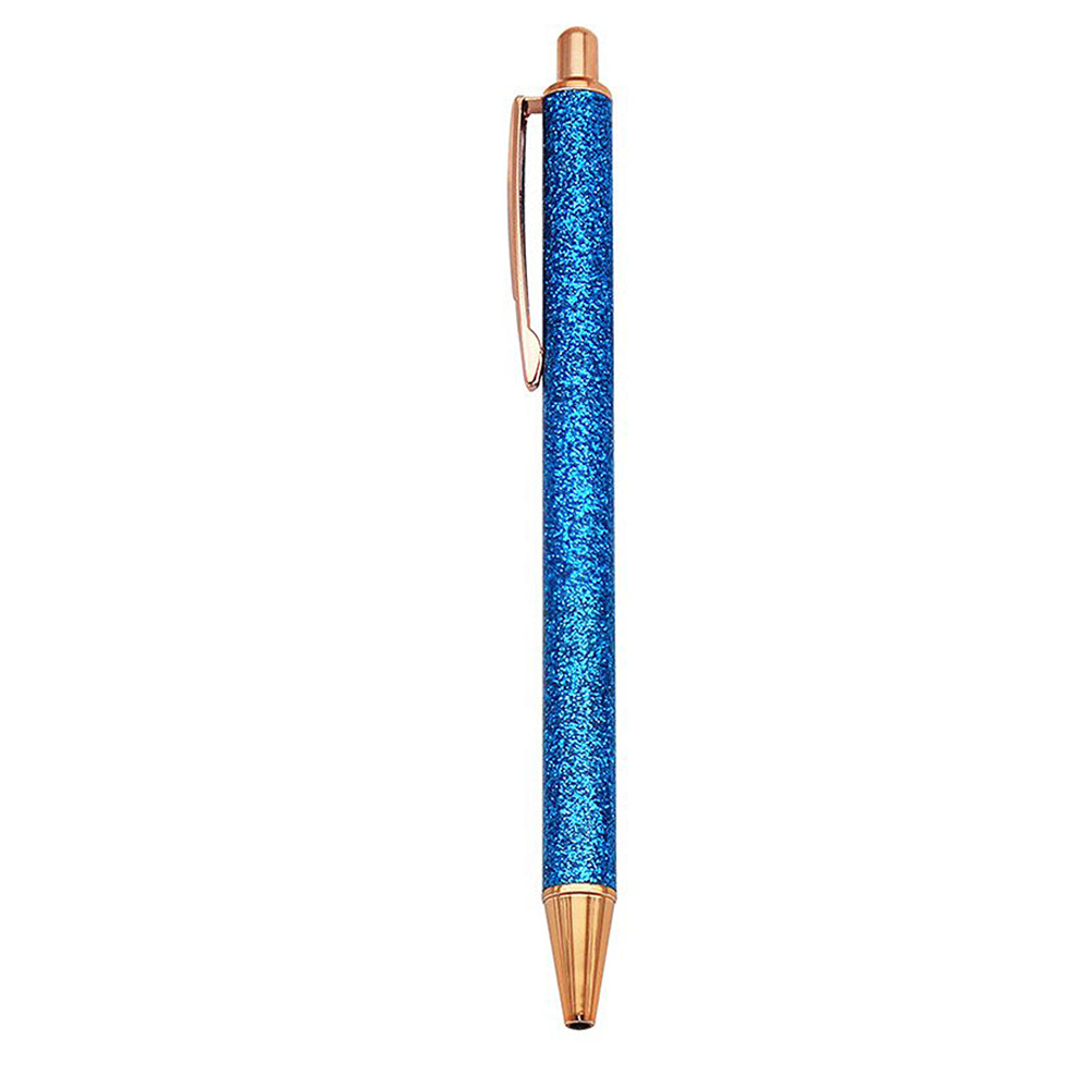 Single Blue Glitter Retractable Ballpoint Pen - Black Ink