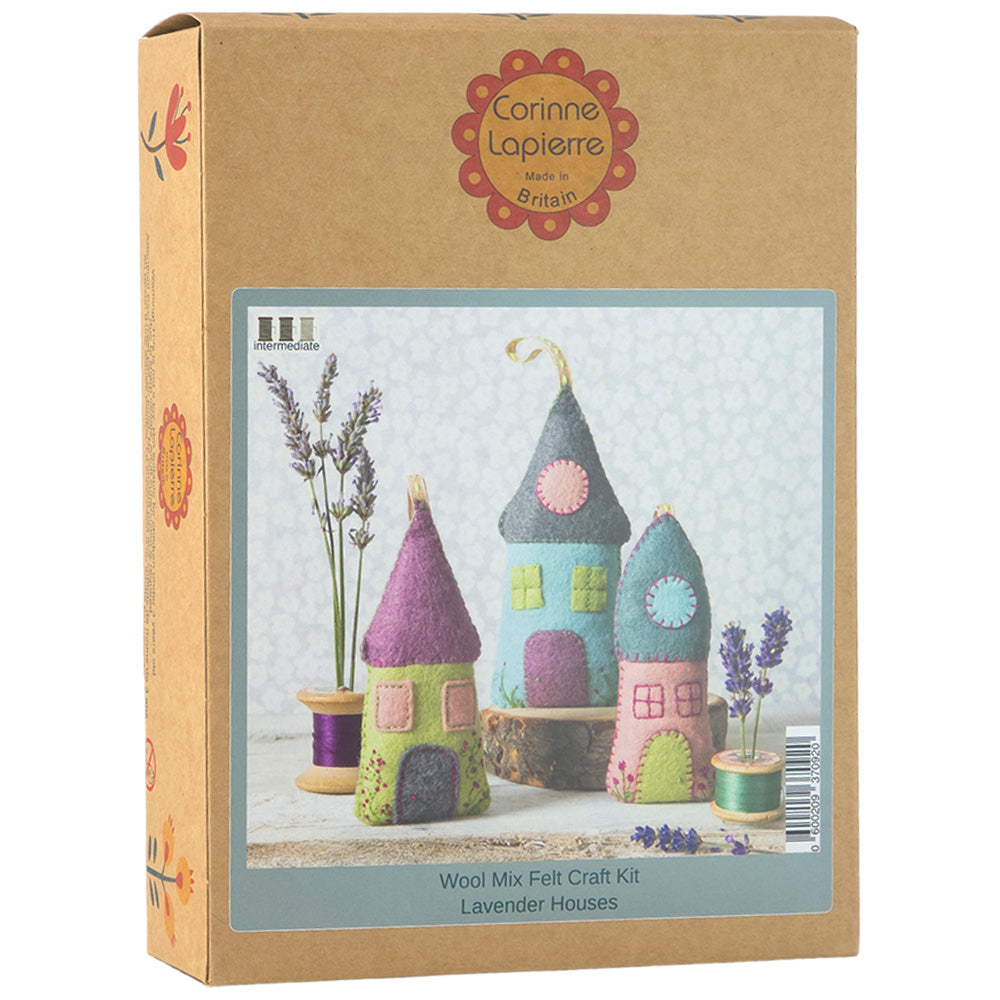 Linen Lavender Houses | Felt Sewing Kit | Makes 3 | Corinne Lapierre