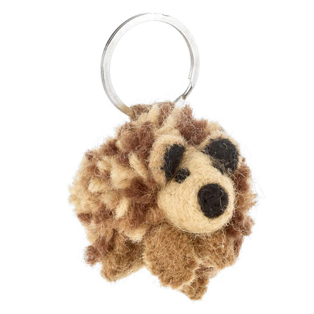 Woolly Felt Hedgehog Keyring | Handmade Fairtrade | Mini Gift | Cracker Filler