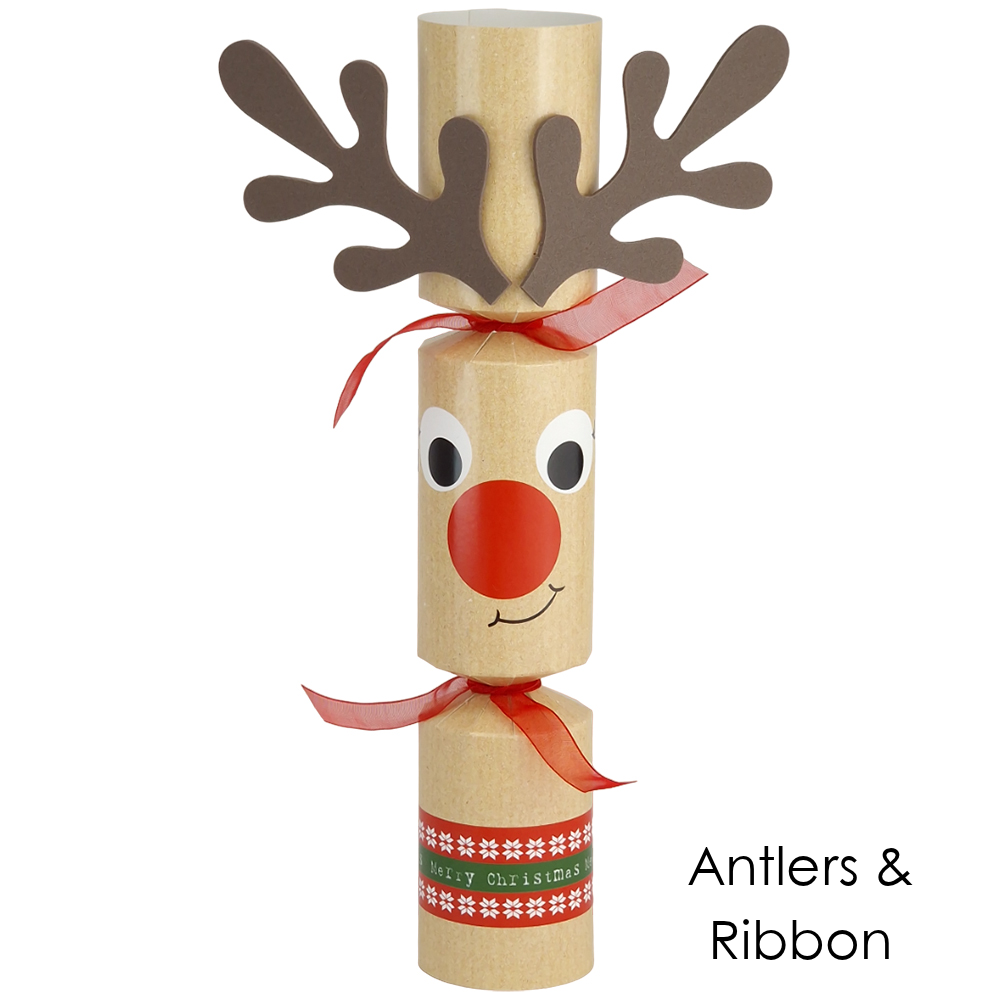 Build Your Own | 6 Standy Uppy Rudolph Christmas Crackers | Craft Kit