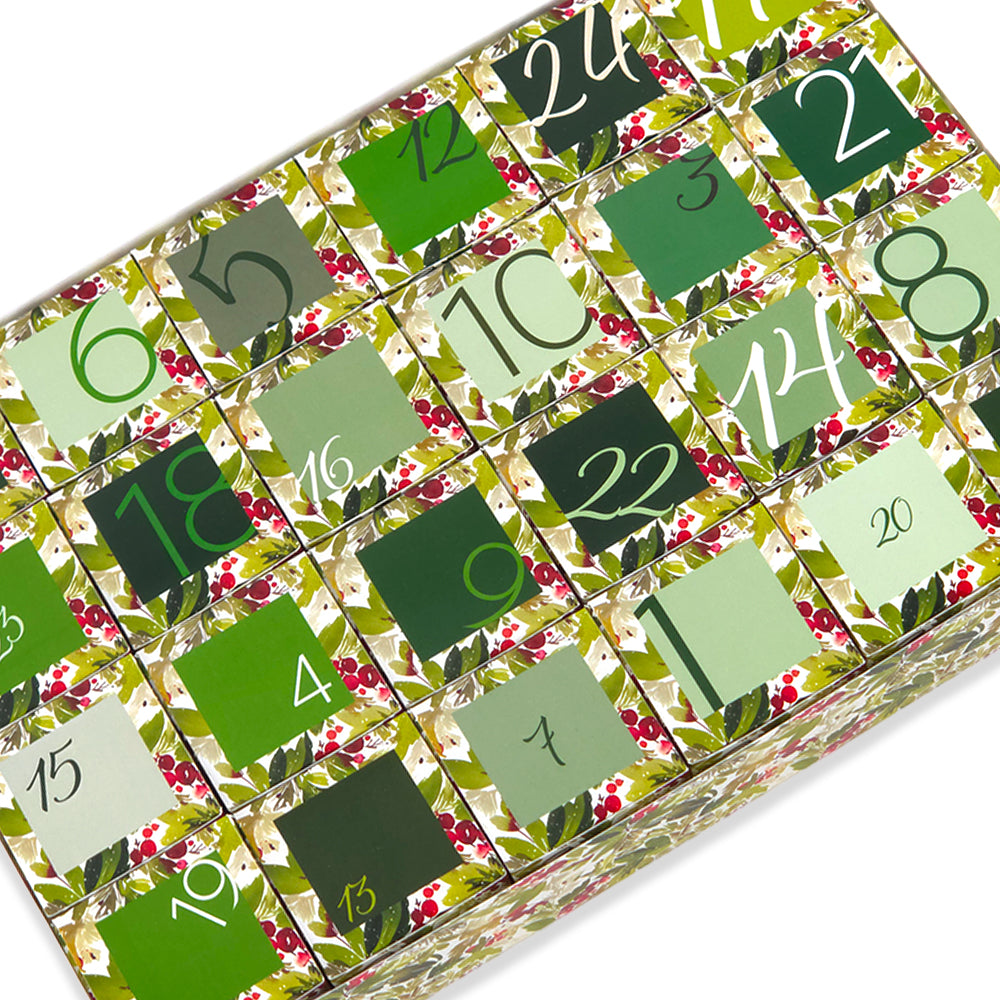 Advent Calendar Making Kit | 24 Cube Boxes &amp; Outer Box | Watercolour Berries
