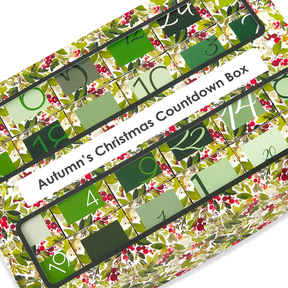 Personalised Advent Calendar Kit | 24 Cubes &amp; Outer Box | Watercolour Berries