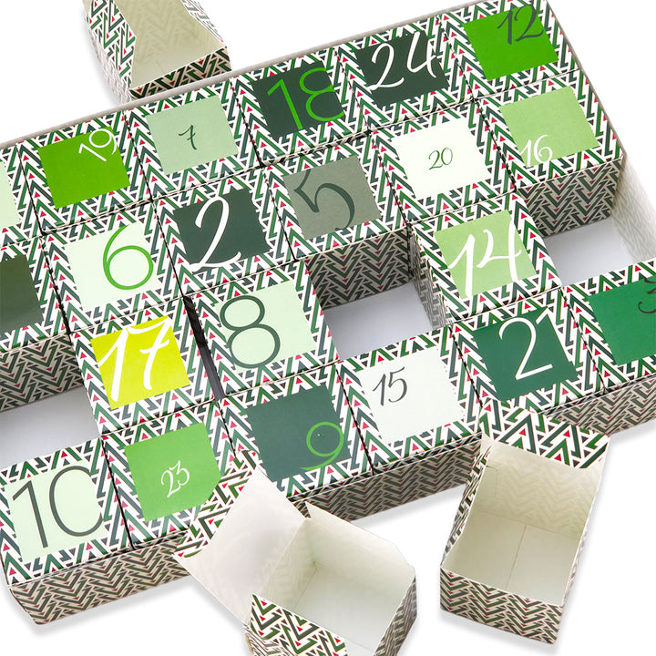 Personalised Advent Calendar Kit | 24 Cubes &amp; Outer Box | Geometric Christmas